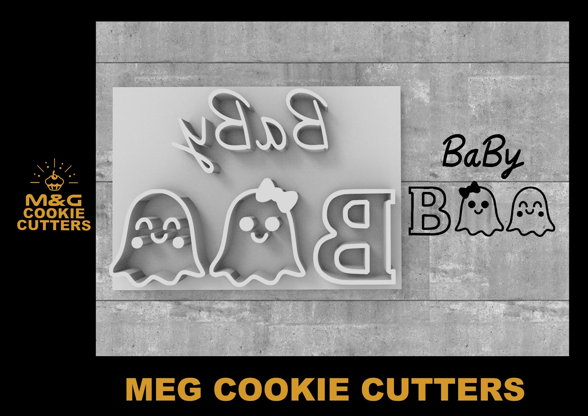 Baby Boo Ghost - Halloween - Embossing - stamp MEG cookie cutters