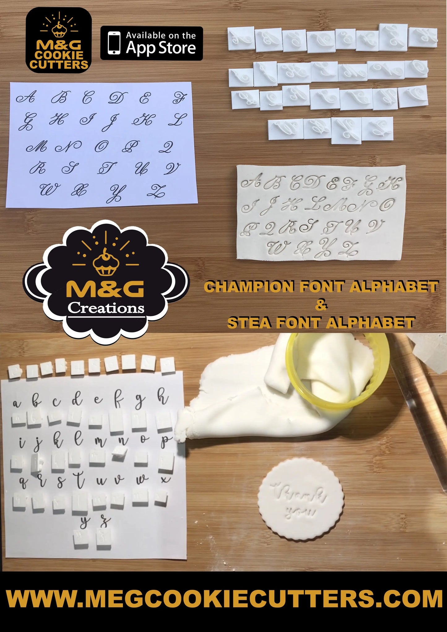 CHAMPION 26 LETTERS + STEA FONT 26 LETTERS - Alphabet Embossing-Stamp MEG cookie cutters