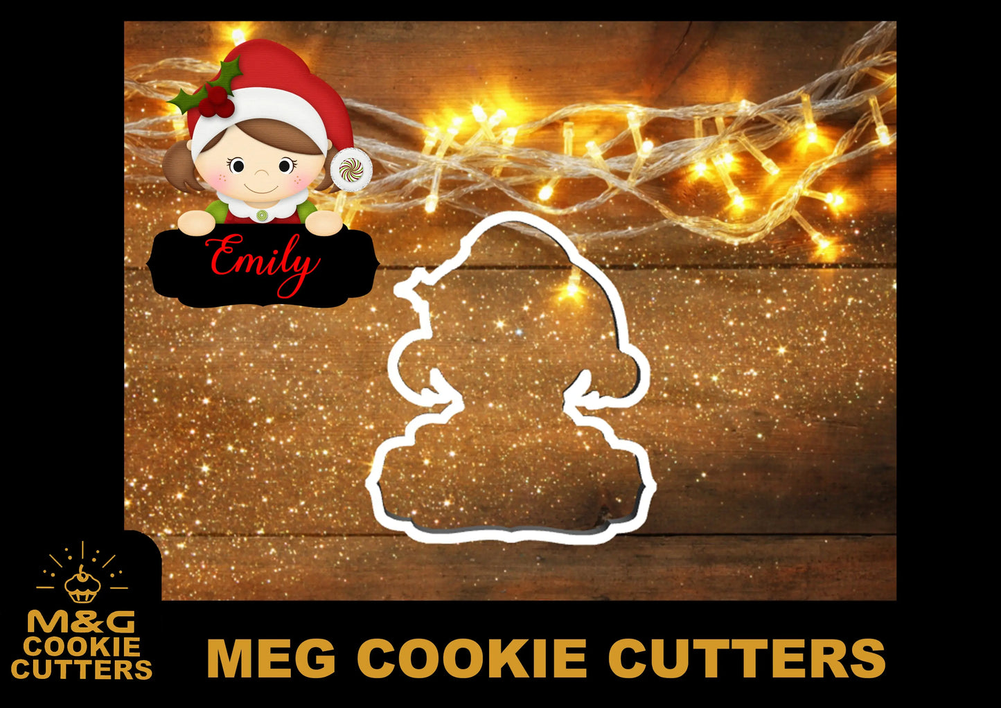 Christmas Girl and banner Cookie cutter MEG cookie cutters