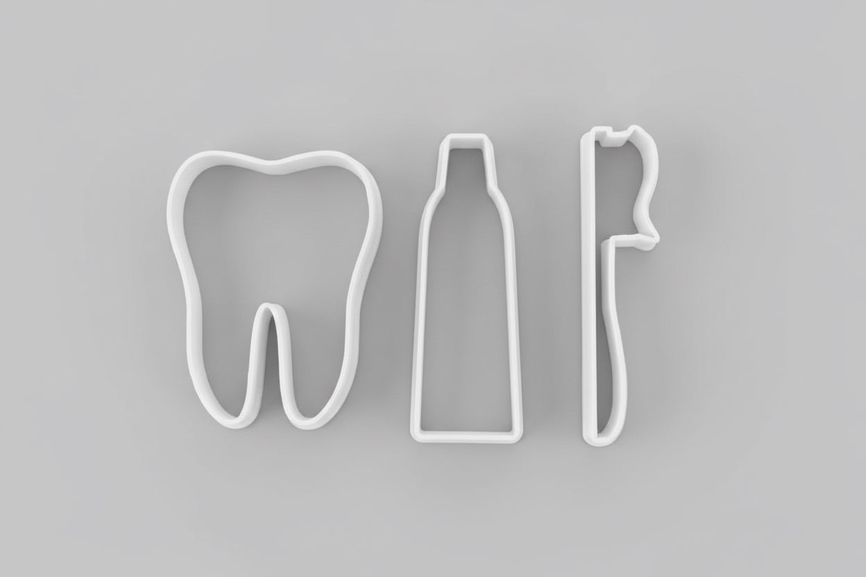 Dentist set tooth - toothbrush and toothpaste Cookie Cutter MEG cookie cutters