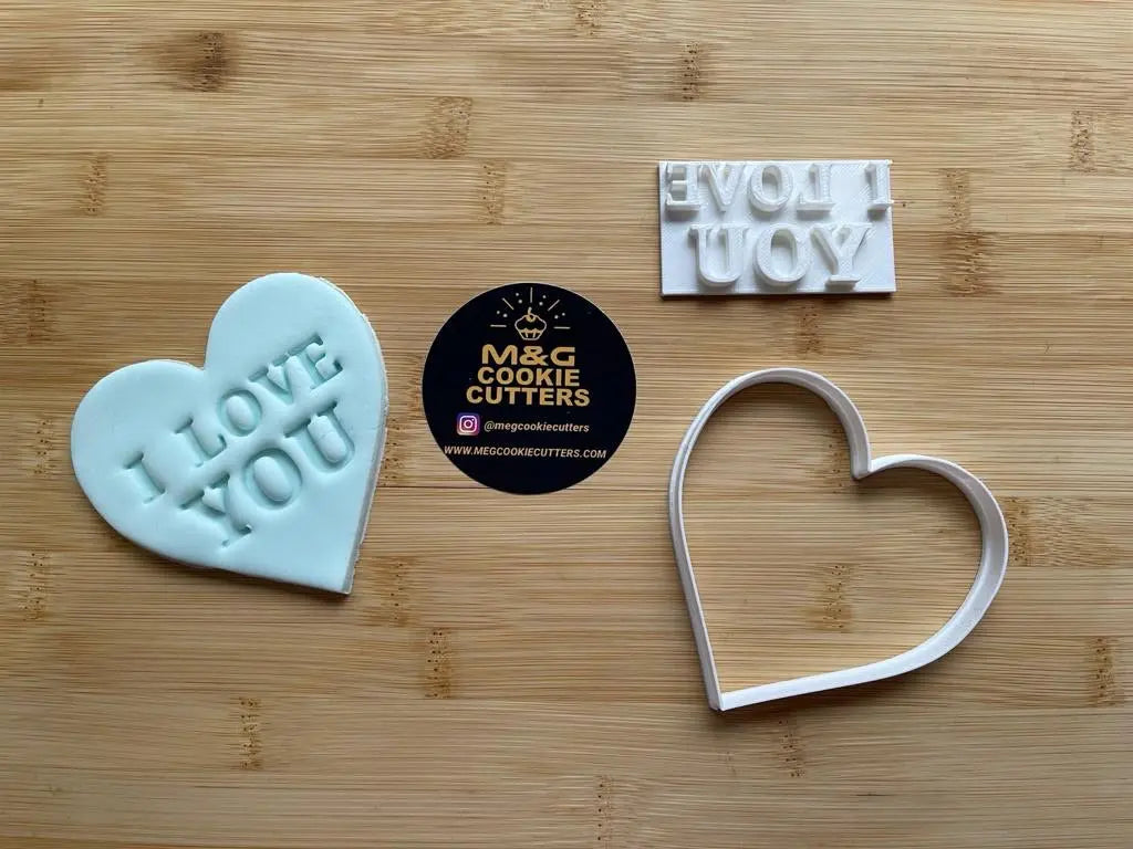 I Love You - Valentines Day - Embossing - stamp + cutter MEG cookie cutters