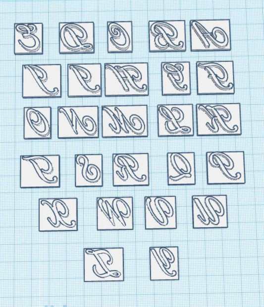 Italic font Alphabet Embossing-Stamp MEG cookie cutters