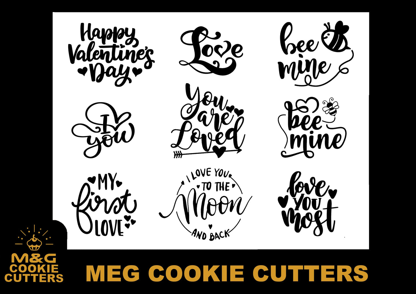 Love valentine Embossing for cupcake and cake - stamps sugar paste - saint Valentines theme stamps MEG cookie cutters