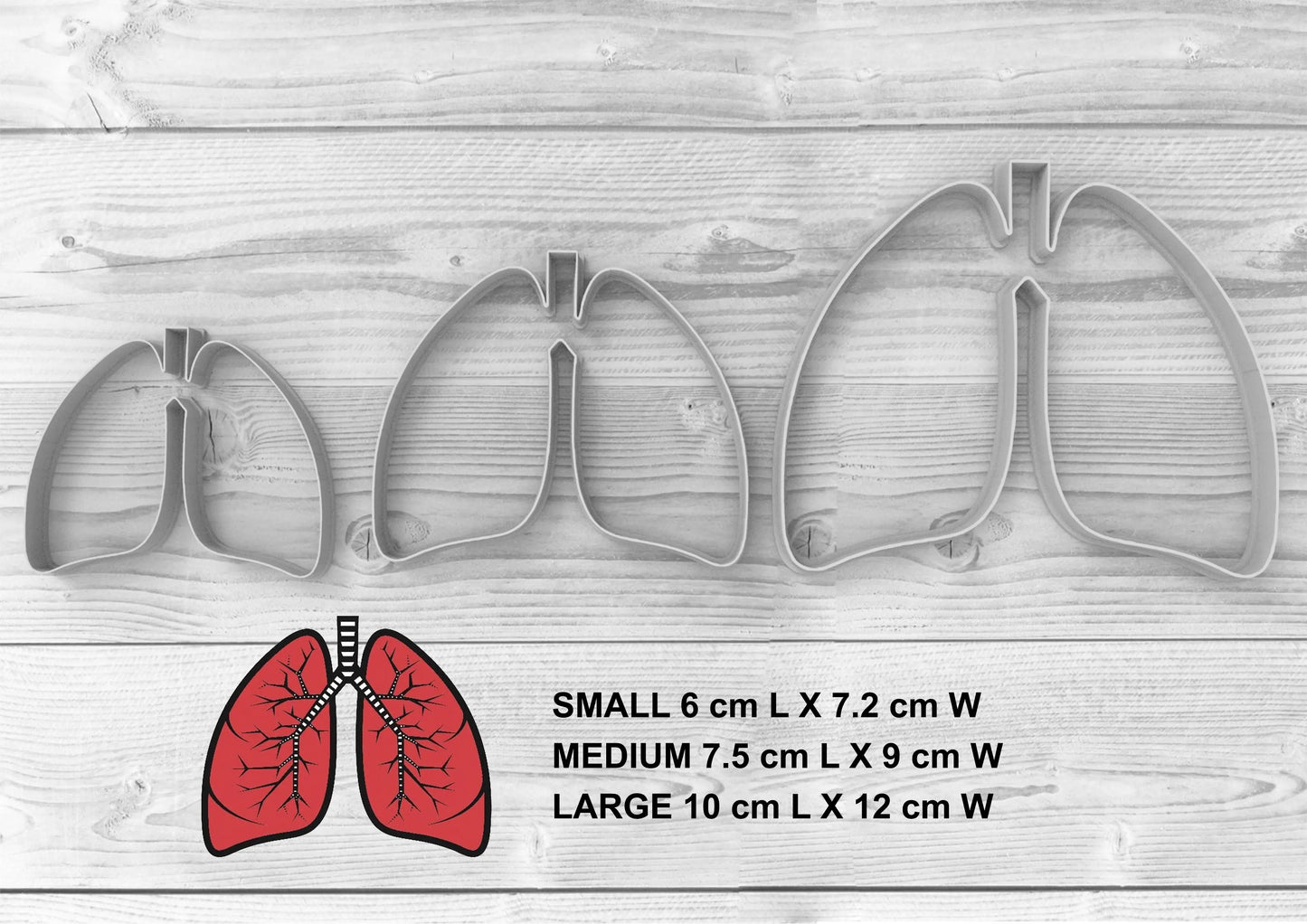 Lungs Cookie Cutter Fondant Cake Decoring MEG cookie cutters