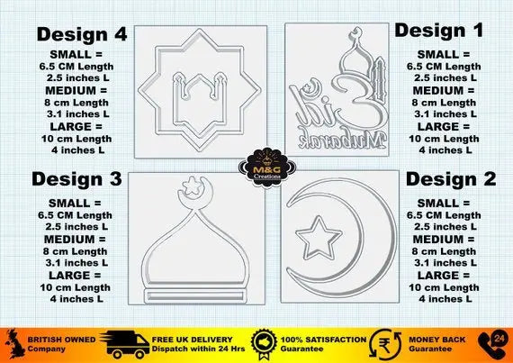Muslim Islamic Embossing for cupcake and cake - stamps sugar paste EID MUBARAK MEG cookie cutters