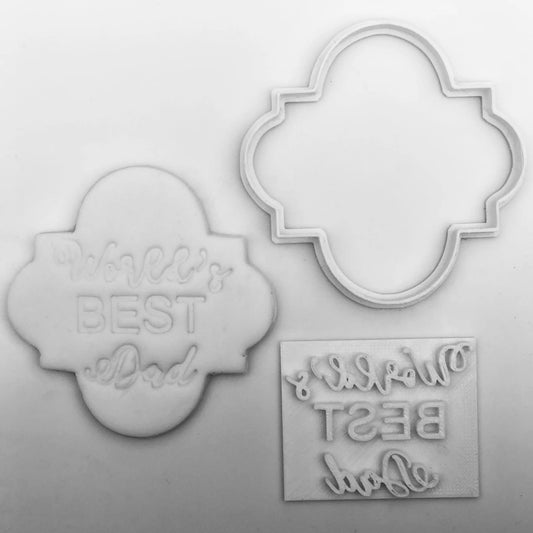 Plaque B + world best dad Embossing for cupcake - Father's Day stamp MEG cookie cutters