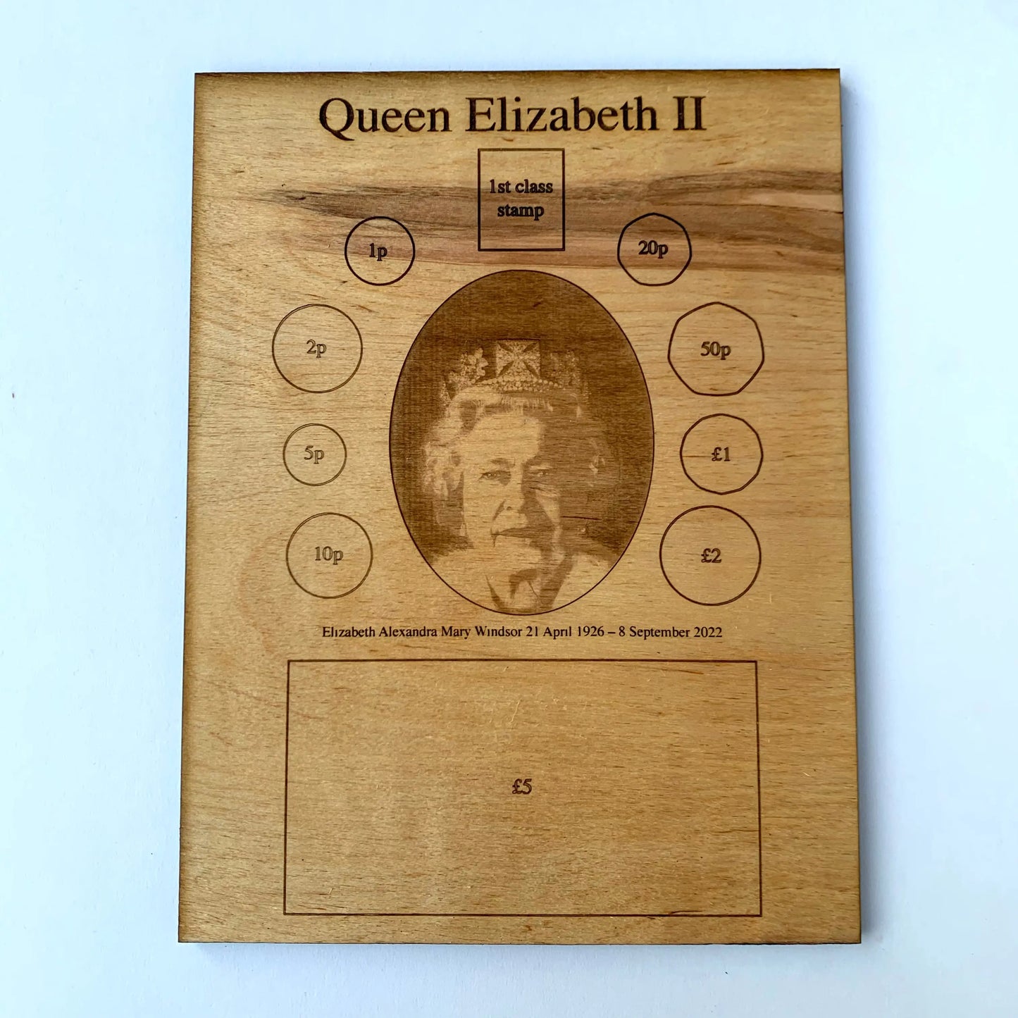 Queen Elizabeth II - money Frame - Basswood MEG cookie cutters