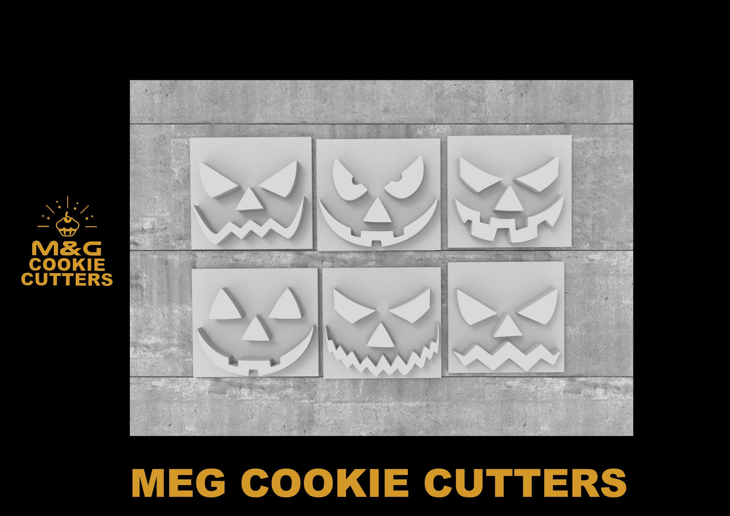 Set 6 Pumpkins Embossing for cupcake and cake - stamps sugar paste HALLOWEEN MEG cookie cutters