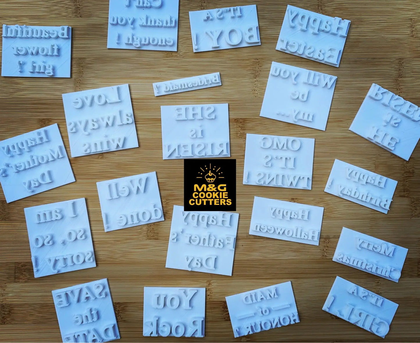 Stamps in Times new roman - Embossing for cupcake MEG cookie cutters