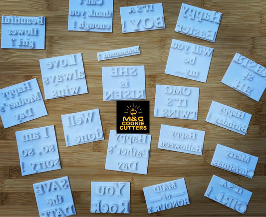 Stamps in Times new roman - Embossing for cupcake MEG cookie cutters