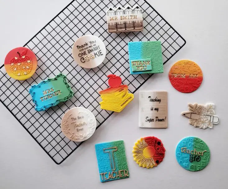Teacher collection 2022 Debossing 3 MEG cookie cutters