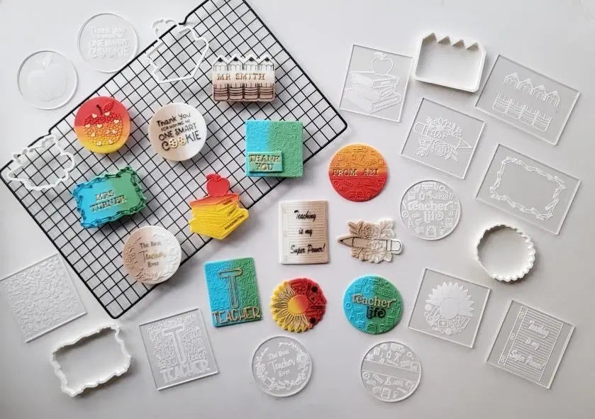 Teacher collection 2022 Debossing + cutter (10) MEG cookie cutters