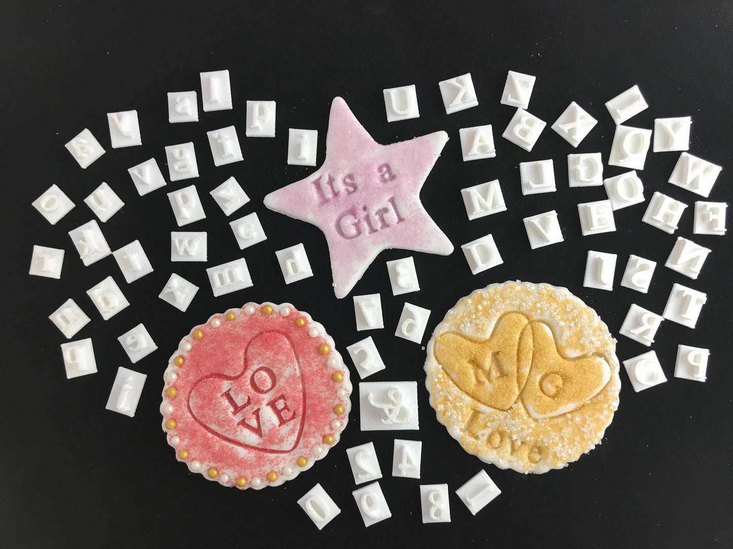 Times New Roman Cookie Stamp - Fondant Embosser Alphabet Stamp Cake Cupcake Embossing MEG cookie cutters