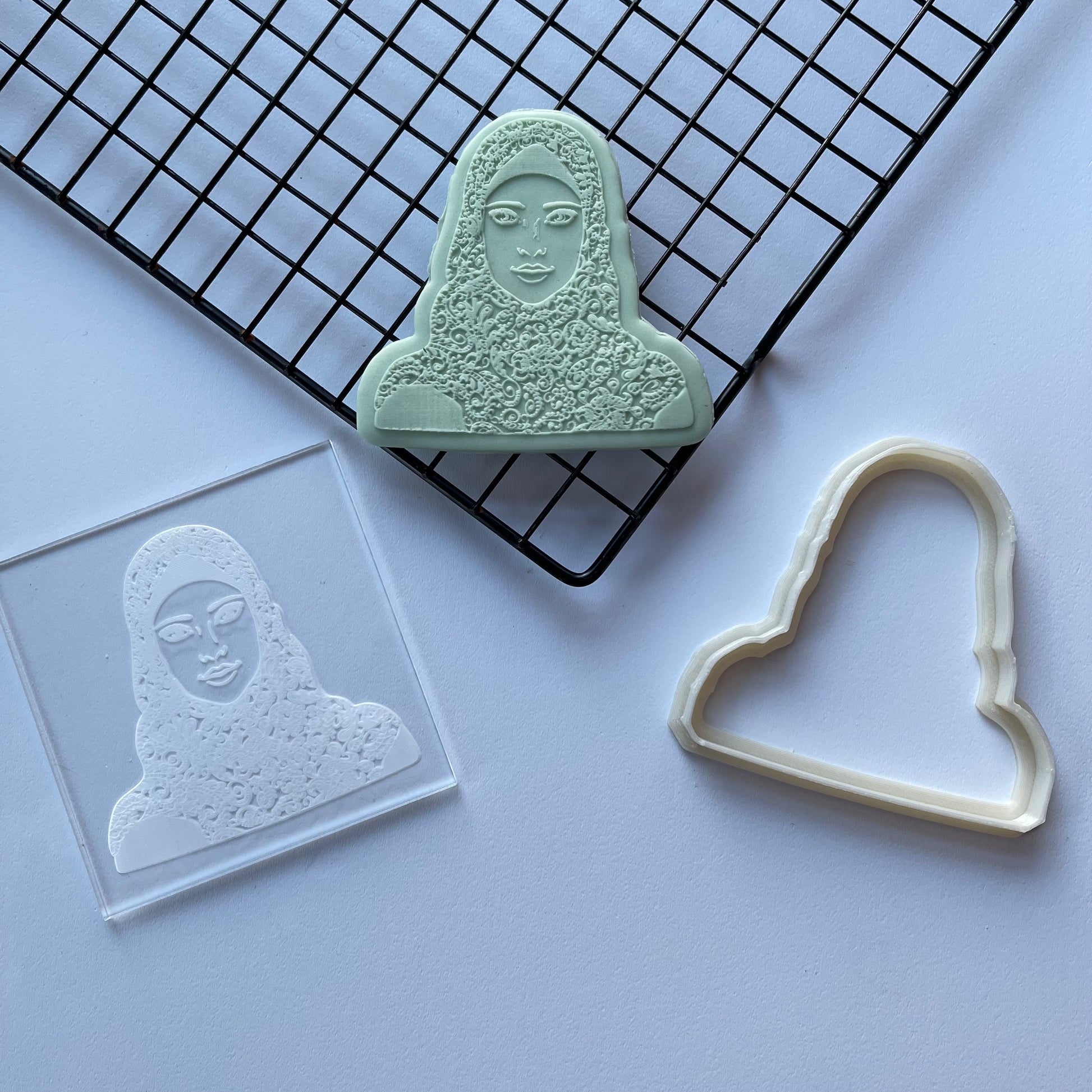 Muslim Islamic woman style 3 Debossing + cutter MEG cookie cutters