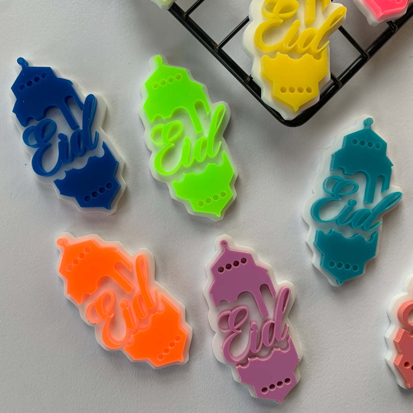 10 x Eid multicoloured acrylic tags MEG cookie cutters