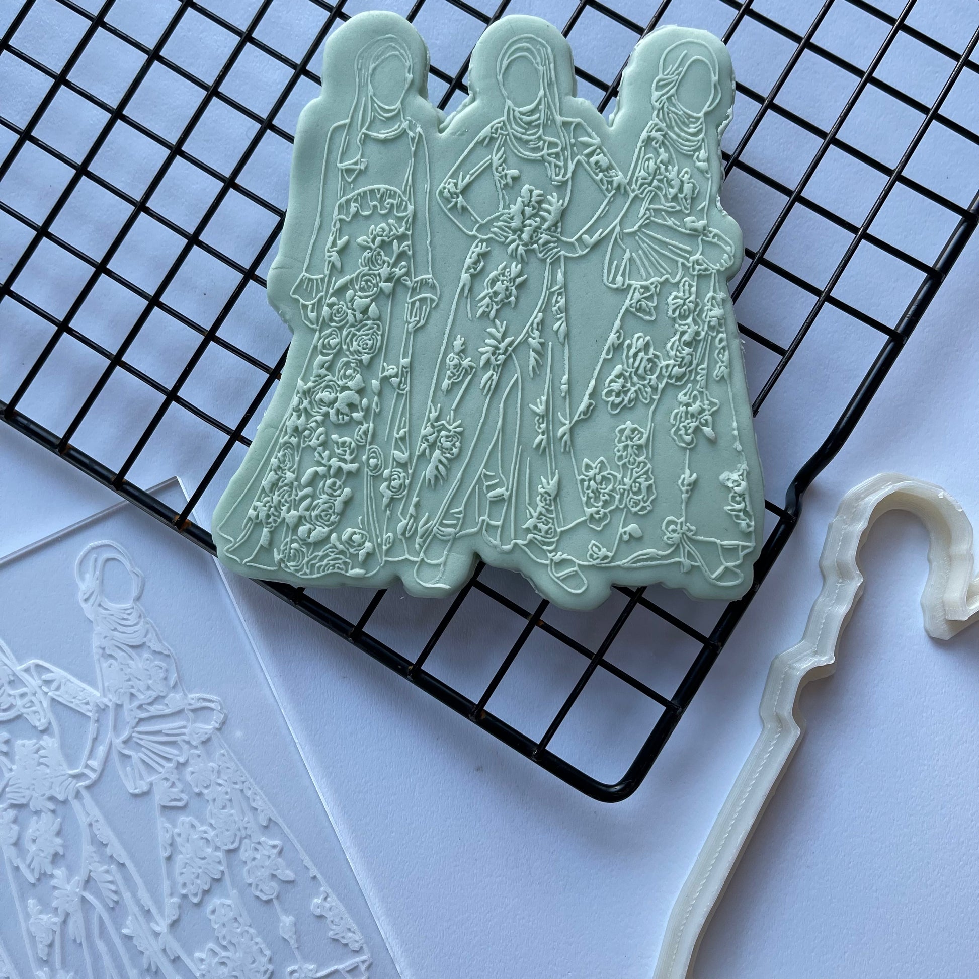 Muslim Islamic women style 4 Debossing + cutter MEG cookie cutters