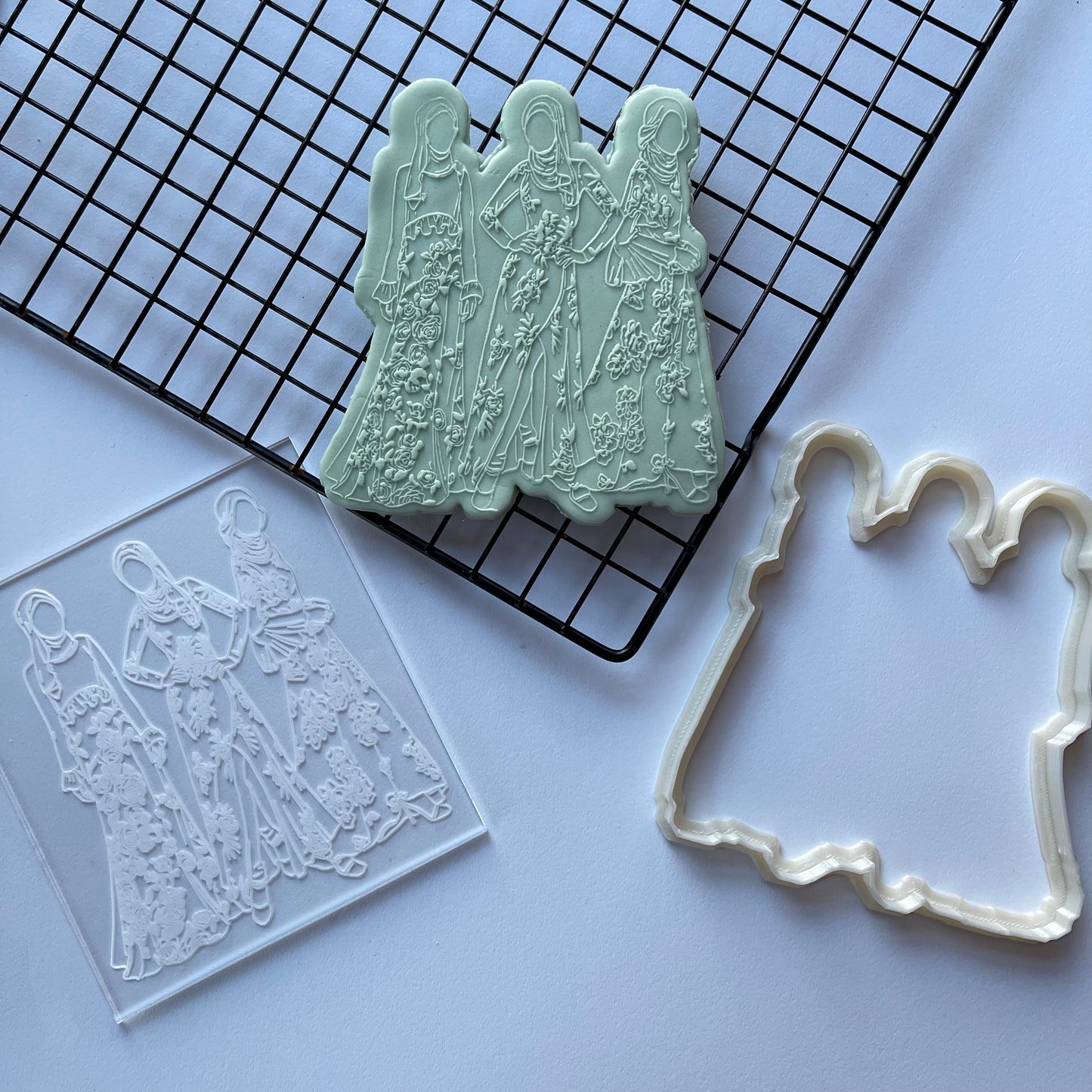 Muslim Islamic women style 4 Debossing + cutter MEG cookie cutters