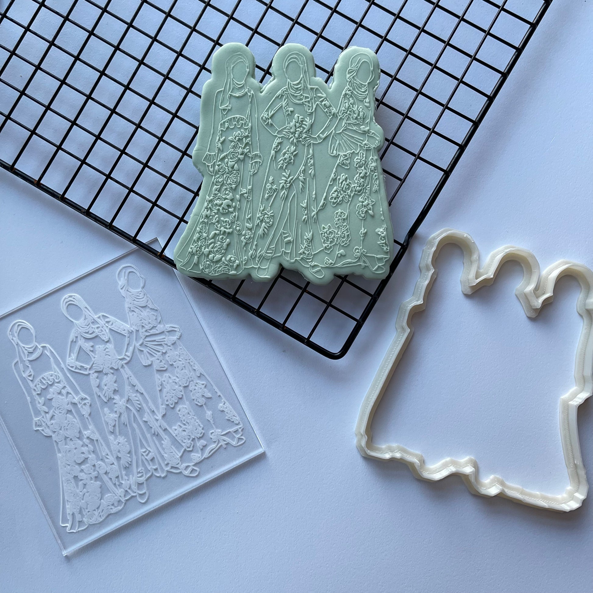 Muslim Islamic women style 4 Debossing + cutter MEG cookie cutters