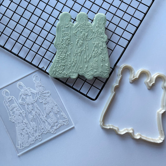 Muslim Islamic women style 4 Debossing + cutter MEG cookie cutters