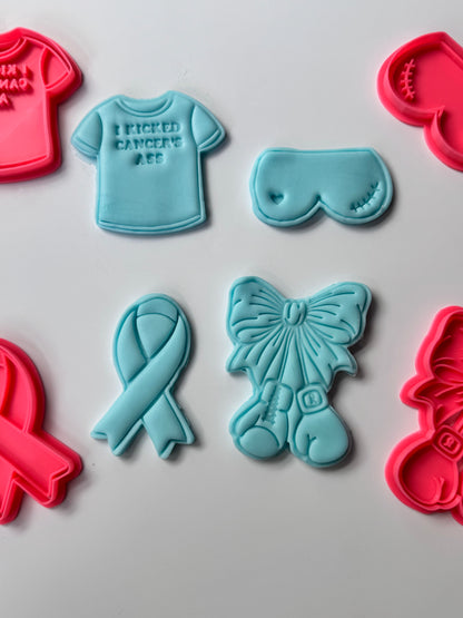 Breast cancer awareness cookie cutter and matching stamp
