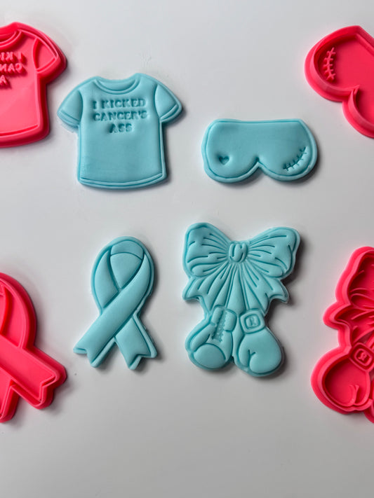 Breast cancer awareness cookie cutter and matching stamp