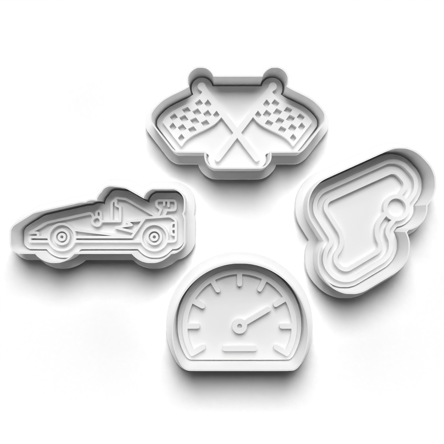 Racing set cookie cutter + stamp 0422