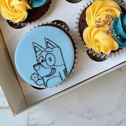 Blue dog cartoon-inspired  cartoon-inspired deboss