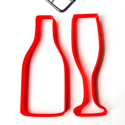 Flute glass - champagne Prosecco bottle- Wedding  cookie cutter MEG cookie cutters