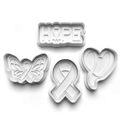 Set cookie cutter and stamp Cancer - breast cancer 0685