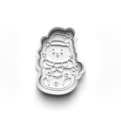 Christmas cat  - cutter + stamp 0736