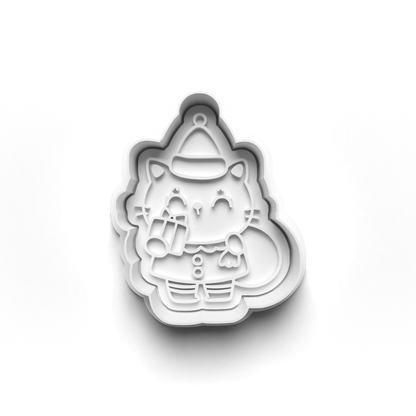 Christmas cat  - cutter + stamp 0736