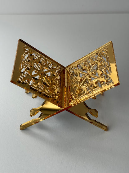 Quran Book stand Ramadan cake topper - gold mirror acrylic -
