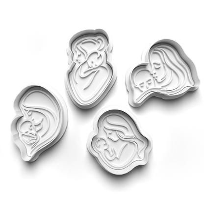 Mother's day set - moher and baby - cookie cutter + stamp 0801_