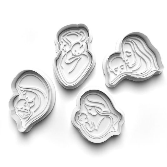 Mother's day set - moher and baby - cookie cutter + stamp 0801_