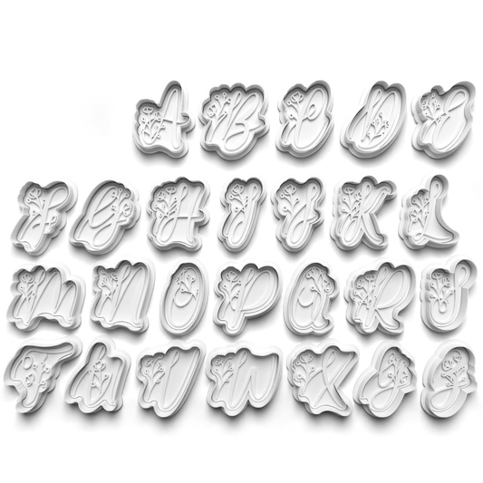 Flower Alphabet cookie cutter + stamp 0815_