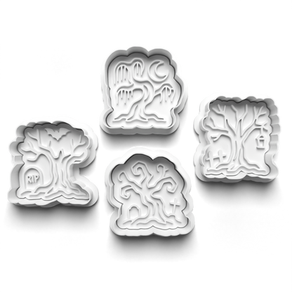 Halloween spooky trees - cookie cutters + stamp - 0943
