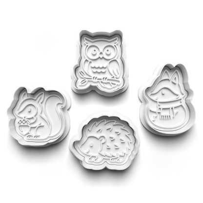 sweet autumn fall animals - cookie cutters + stamp - 0976