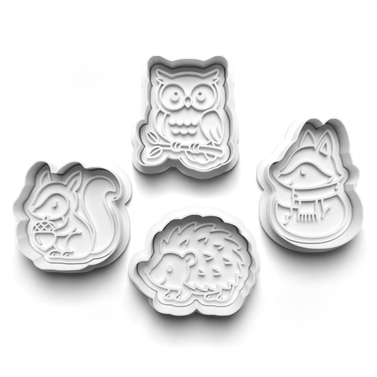 sweet autumn fall animals - cookie cutters + stamp - 0976