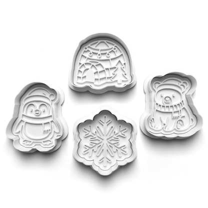 christmas north pole Set cookie cutter and stamp - 0979