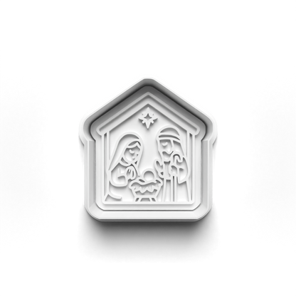 christmas nativity scene set cookie cutter and stamp - 0980