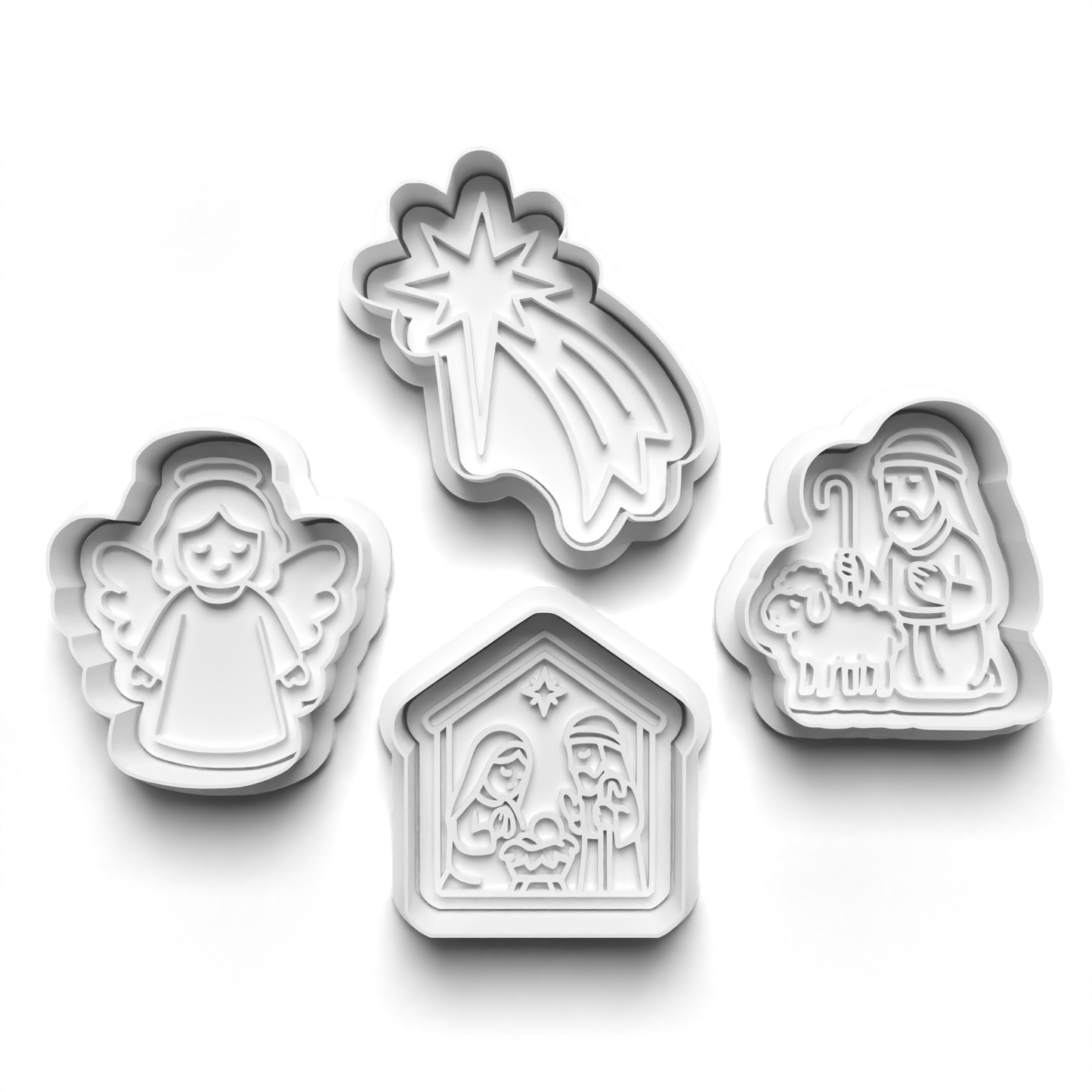 christmas nativity scene set cookie cutter and stamp - 0980