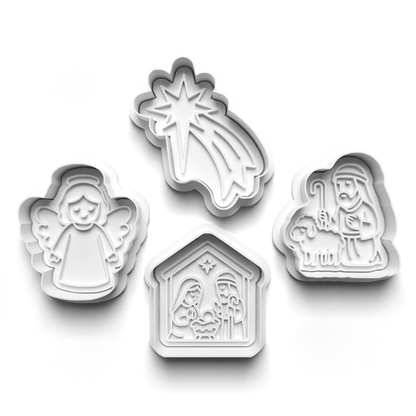 christmas nativity scene set cookie cutter and stamp - 0980