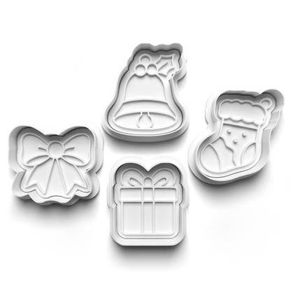 christmas set cookie cutter and stamp - 0981