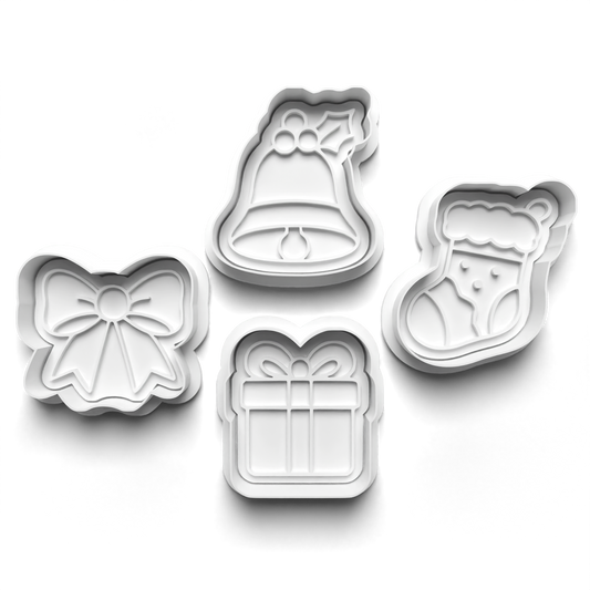christmas set cookie cutter and stamp - 0981