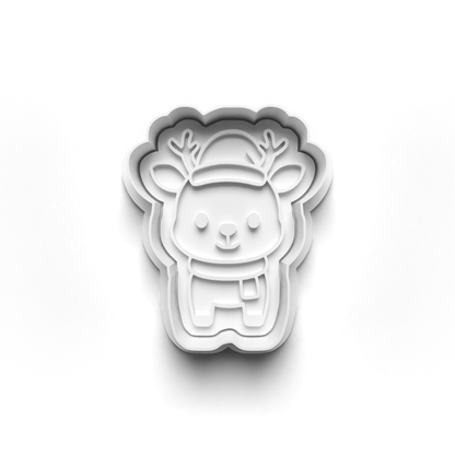 christmas winter animals Set cookie cutter and stamp - 0993