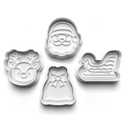 christmas santa Set cookie cutter and stamp - 0997