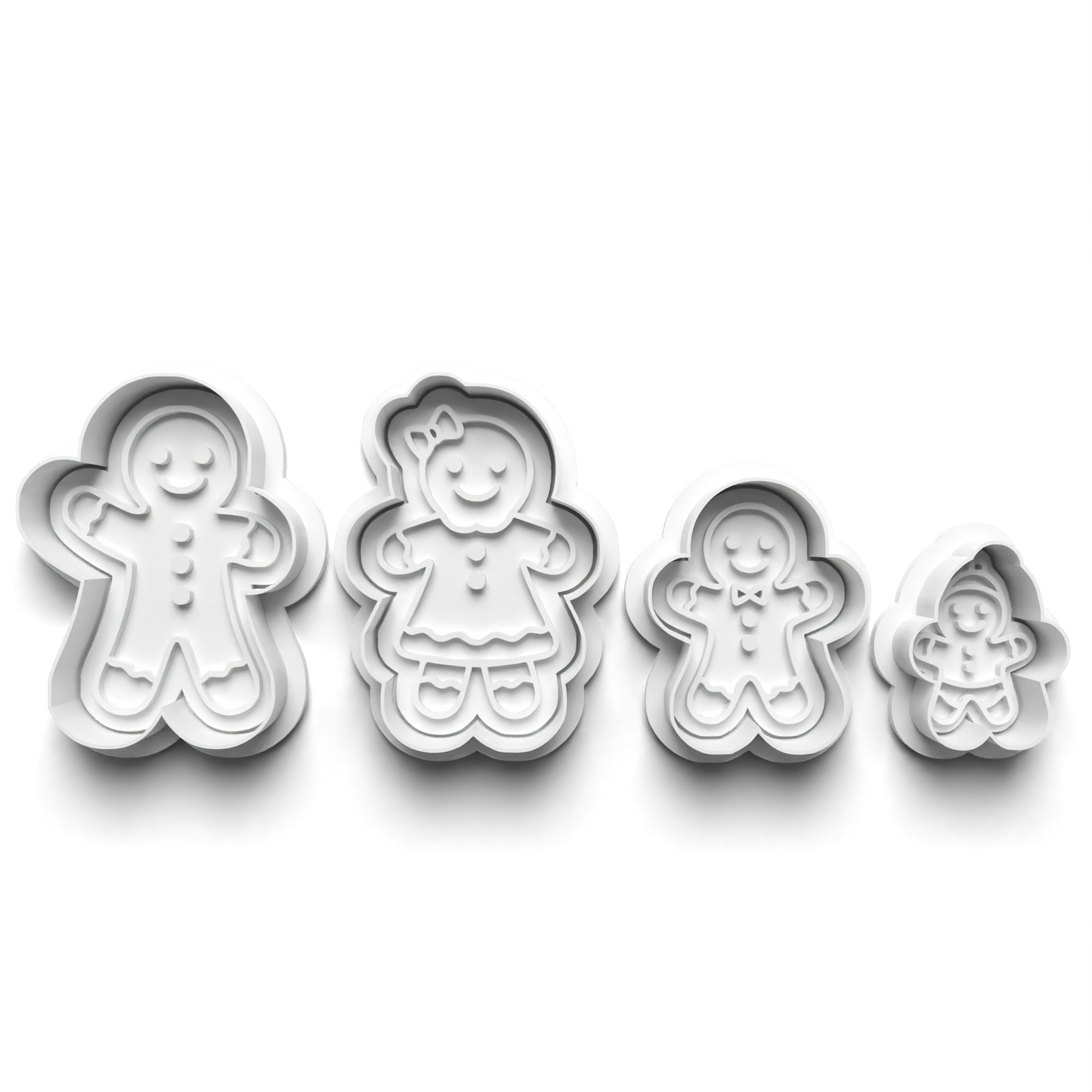 gingerbreadman family Set cookie cutter and stamp - 0998