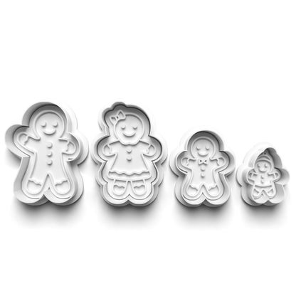 gingerbreadman family Set cookie cutter and stamp - 0998