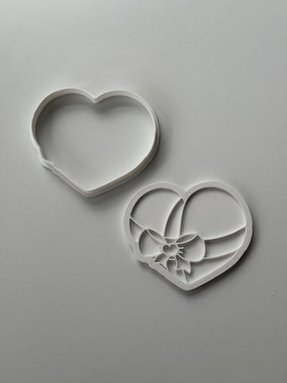 3D heart with Bow - deboss and cutter - Valentine