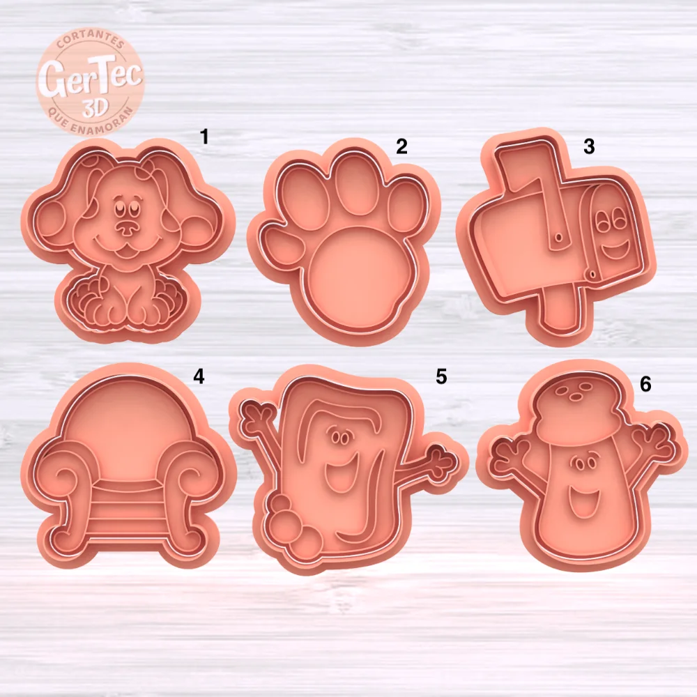 SET BLUE'S CLUES BLUE'S CUTTER WITH STAMP MEG cookie cutters